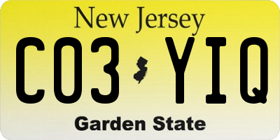NJ license plate C03YIQ