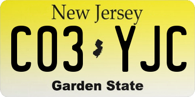 NJ license plate C03YJC