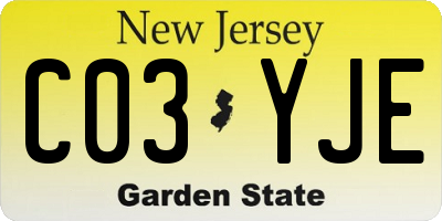 NJ license plate C03YJE