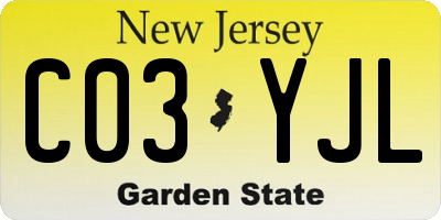 NJ license plate C03YJL