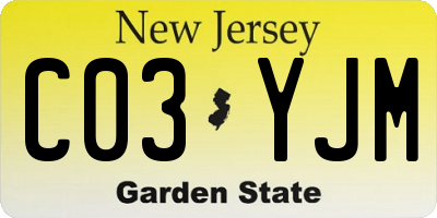 NJ license plate C03YJM