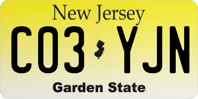 NJ license plate C03YJN