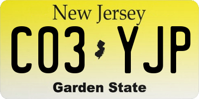 NJ license plate C03YJP