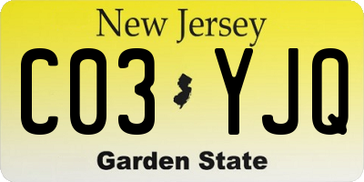 NJ license plate C03YJQ