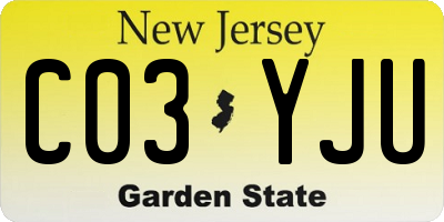 NJ license plate C03YJU