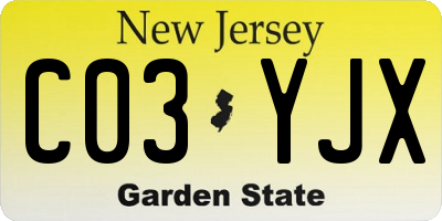 NJ license plate C03YJX