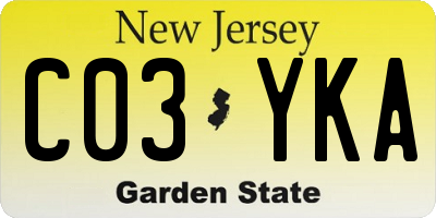 NJ license plate C03YKA