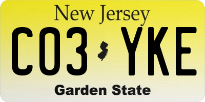 NJ license plate C03YKE