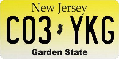 NJ license plate C03YKG