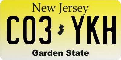 NJ license plate C03YKH
