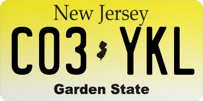 NJ license plate C03YKL