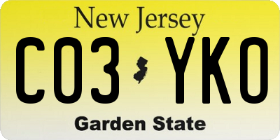 NJ license plate C03YKO