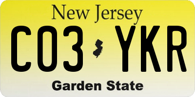 NJ license plate C03YKR