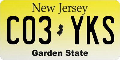 NJ license plate C03YKS
