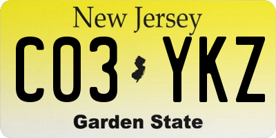 NJ license plate C03YKZ
