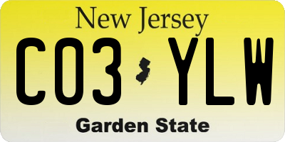 NJ license plate C03YLW