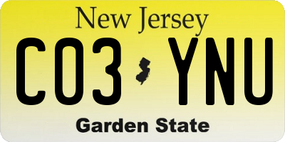 NJ license plate C03YNU