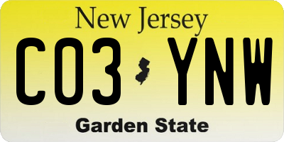 NJ license plate C03YNW