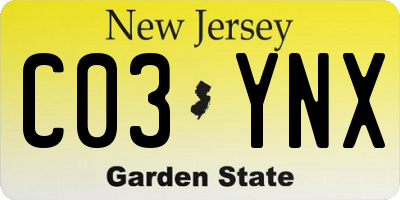 NJ license plate C03YNX