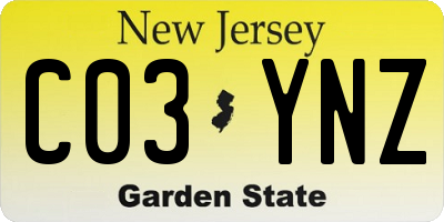 NJ license plate C03YNZ