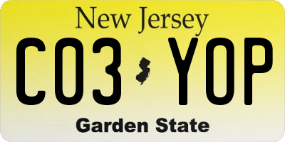 NJ license plate C03YOP