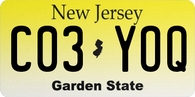 NJ license plate C03YOQ