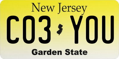 NJ license plate C03YOU
