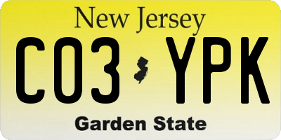 NJ license plate C03YPK