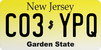 NJ license plate C03YPQ