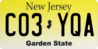 NJ license plate C03YQA