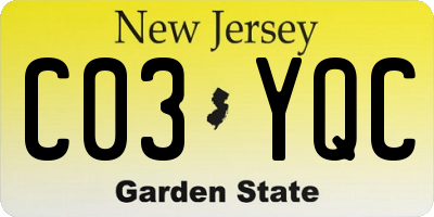 NJ license plate C03YQC