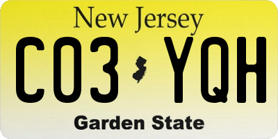 NJ license plate C03YQH