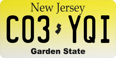 NJ license plate C03YQI