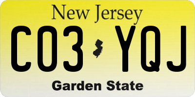 NJ license plate C03YQJ