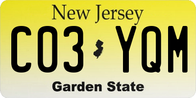NJ license plate C03YQM