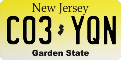 NJ license plate C03YQN