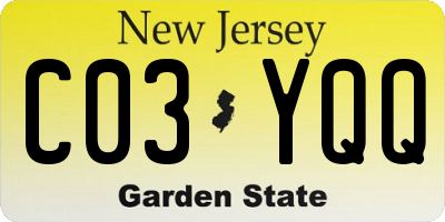 NJ license plate C03YQQ