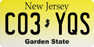 NJ license plate C03YQS