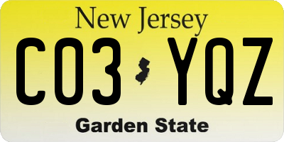 NJ license plate C03YQZ