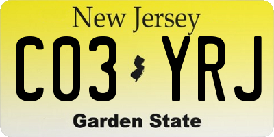NJ license plate C03YRJ