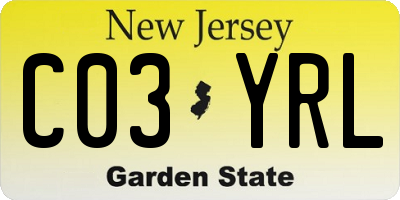 NJ license plate C03YRL