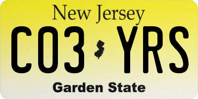 NJ license plate C03YRS
