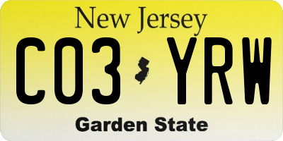NJ license plate C03YRW