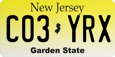 NJ license plate C03YRX