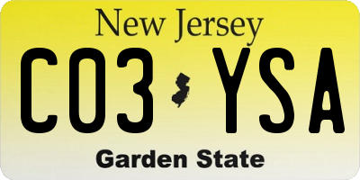NJ license plate C03YSA