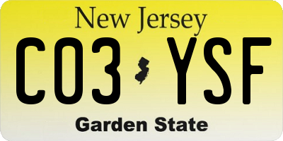 NJ license plate C03YSF