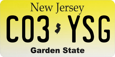 NJ license plate C03YSG