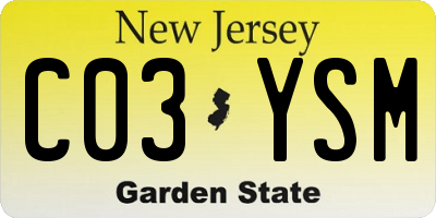 NJ license plate C03YSM