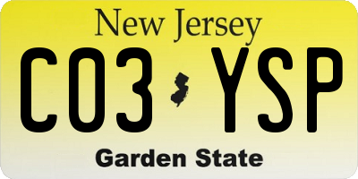 NJ license plate C03YSP