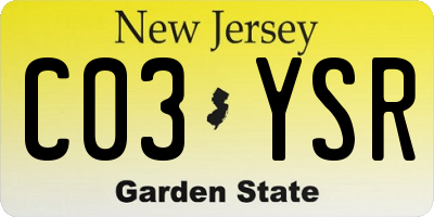 NJ license plate C03YSR